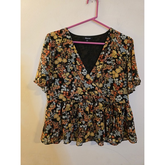 Madewell Tops - Madewell  Size Sm Floral Sheer Lined Top Overlay Front Tie Cottagecore Prairie